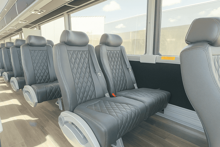 interior of Wyoming Minibus Company charter bus